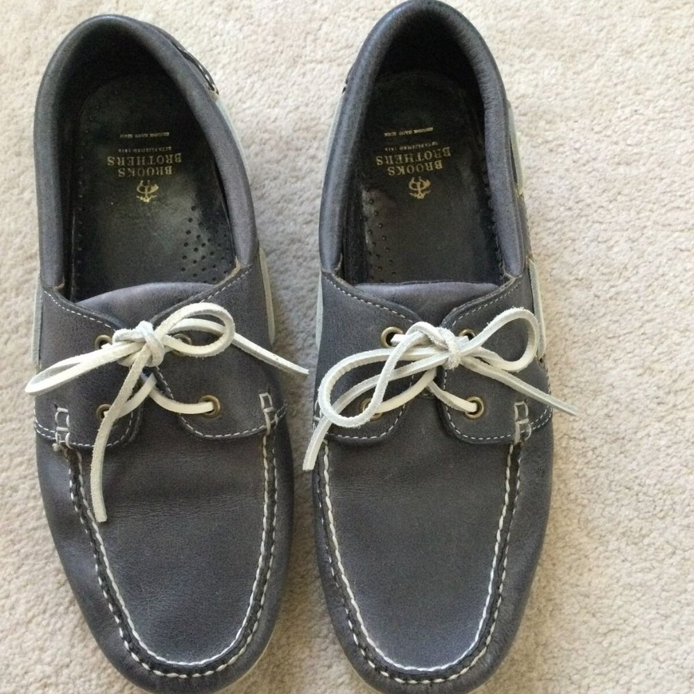 Men's Brooks Brothers Gray Leather Boat Shoes